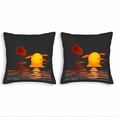 thumbnail image 1 of Set of 2 18x18in Throw Pillow Covers - Serene Sunset Island Design with Palm Trees Perfect for Couch Bed or Car Decor, 1 of 8