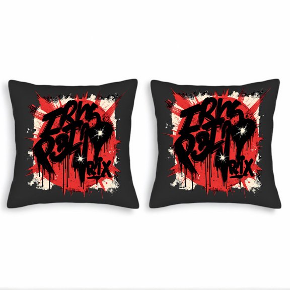 Set of 2 18x18in Throw Pillow Covers - Urban Graffiti Style EROS RHYTHM Design with Red Dripping Pattern for Couch Bed Car
