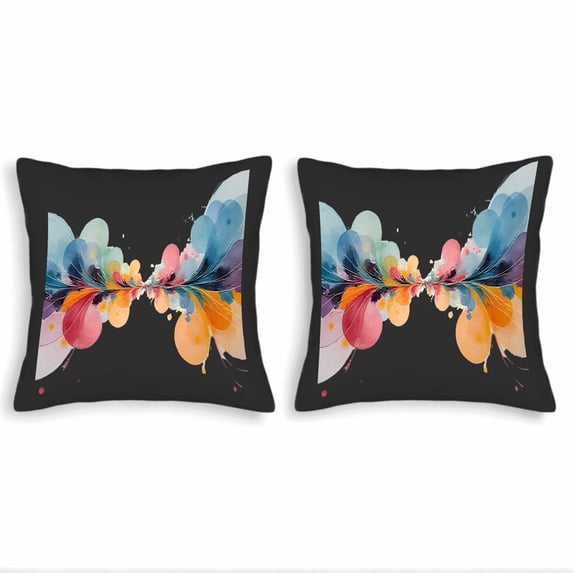 Set of 2 18x18in Throw Pillow Covers - Vibrant Abstract Design with Colorful Overlapping Shapes for Couch Bed or Car Decor