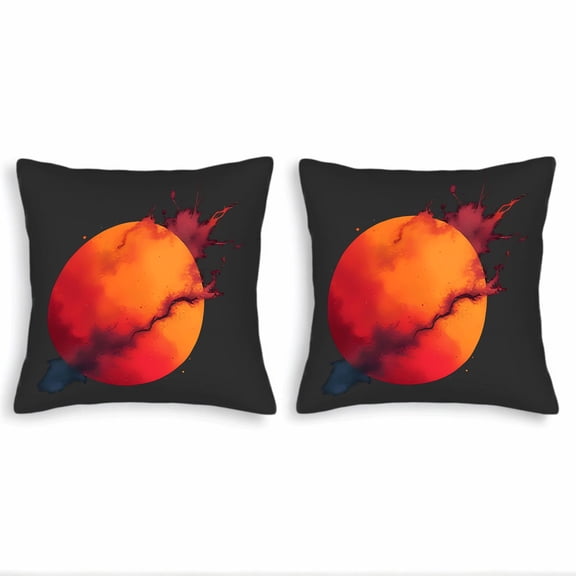 Set of 2 18x18in Throw Pillow Covers - Vibrant Abstract Design with Fiery Orange and Red Gradient for Couch Bed Car