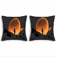 thumbnail image 1 of Set of 2 18x18in Throw Pillow Covers - Vibrant Orange Moon Design Perfect for Couch Bed or Car - Adds Warmth and Style, 1 of 8