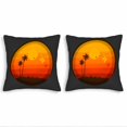 thumbnail image 1 of Set of 2 18x18in Throw Pillow Covers - Vibrant Sunset Gradient Design with Silhouetted Palm Trees & Flying Birds Perfect for Couch Bed Car, 1 of 8
