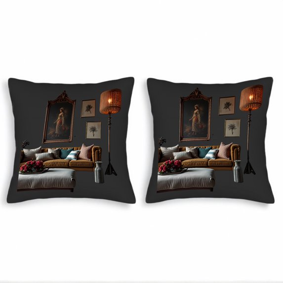 Set of 2 18x18in Throw Pillow Covers - Vintage Floral & Striped Patterns for Couch Bed Car Decor