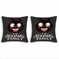 thumbnail image 1 of Set of 2 18x18in Throw Pillow Covers featuring a playful black cat with cartoonish eyes and a toothy grin perfect for couch bed or car, 1 of 8