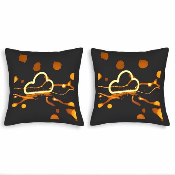 Set of 2 18x18in Throw Pillow Covers with Abstract Glowing Cloud Design Modern Energy Trails on Dark Background for Couch Bed Car