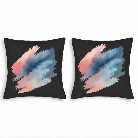Set of 2 18x18in Throw Pillow Covers with Abstract Watercolor Design in Pastel Colors - Modern Cushion Cases for Couch Bed Car