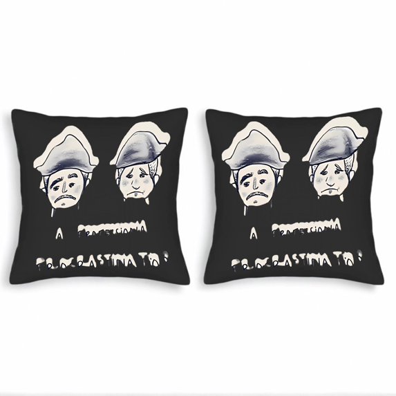 Set of 2 18x18in Throw Pillow Covers with Cartoon Figures in Hats Perfect for Couch Bed or Car - Fun and Unique Design