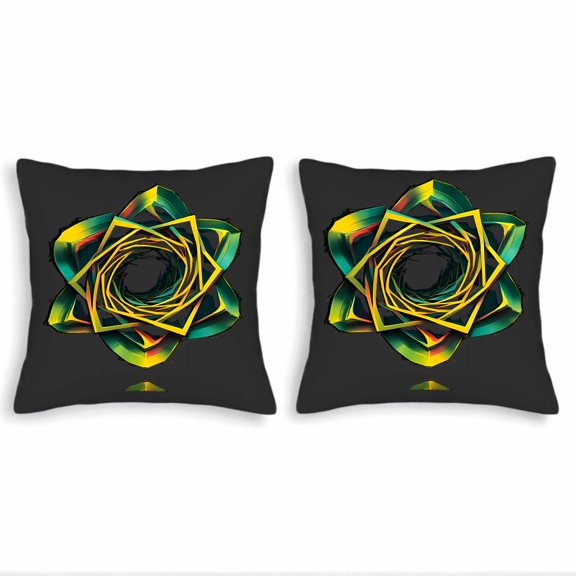 Set of 2 18x18in Throw Pillow Covers with Modern Geometric Star Design in Yellow and Green Perfect for Couch Bed or Car
