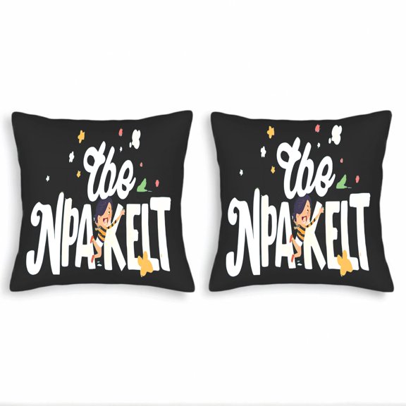 Set of 2 18x18in Throw Pillow Covers with Playful Cartoon Design Colorful Stars & Flowers Perfect for Couch Bed or Car