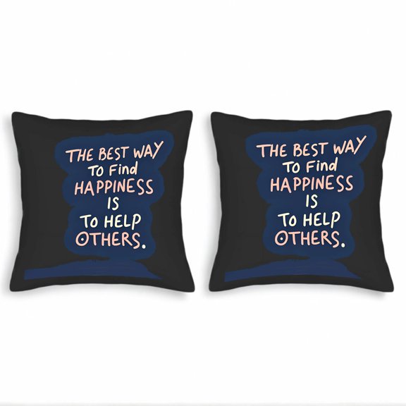 Set of 2 18x18in Throw Pillow Covers with Uplifting Quote Design - Playful Handwritten Style on Dark Background Perfect for Couch Bed Car