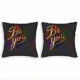 thumbnail image 1 of Set of 2 18x18in Throw Pillow Covers with Vibrant ' Be You ' Design Colorful Circular Patterns on Black Background Perfect for Couch Bed Car, 1 of 8