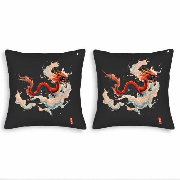 Set of 2 18x18in Throw Pillow Covers with Vibrant Design Flowing Patterns & Pastel Clouds - Perfect for Couch Bed Car