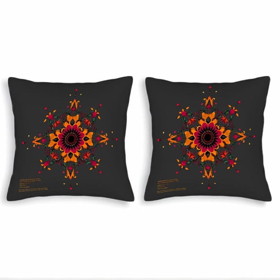 Set of 2 18x18in Throw Pillow Covers with Vibrant Floral Pattern Central Flower Motif Perfect for Couch Bed or Car Decor