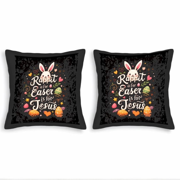 Set of 2 18x18in Throw Pillow Covers with Whimsical Design Colorful Hearts & Easter Theme for Couch Bed or Car