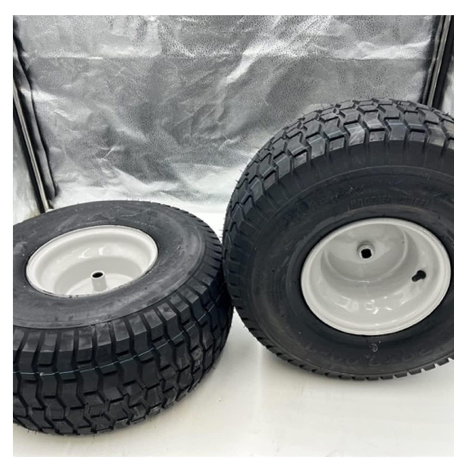 Set of 220x8.008 Dark Gray Lawn Mower Turf Tire and Wheel 3/4 Inch