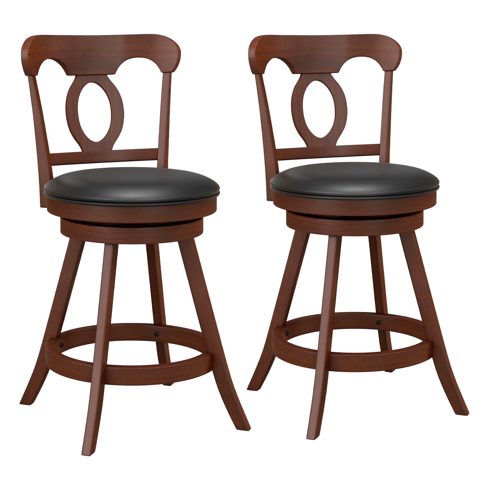 Set of 2 24 Inch Swivel Bar Stools with Footrest - Walmart.com