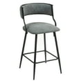 thumbnail image 1 of Set of 2 26'' Counter Height Bar Stools, Grey - PU Cover, Black Powder Coating Base with Footrest, for Kitchen Island​, 1 of 11