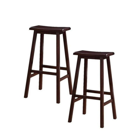 Set of 2 - 29" Saddle Bar Stool in Dark Brown
