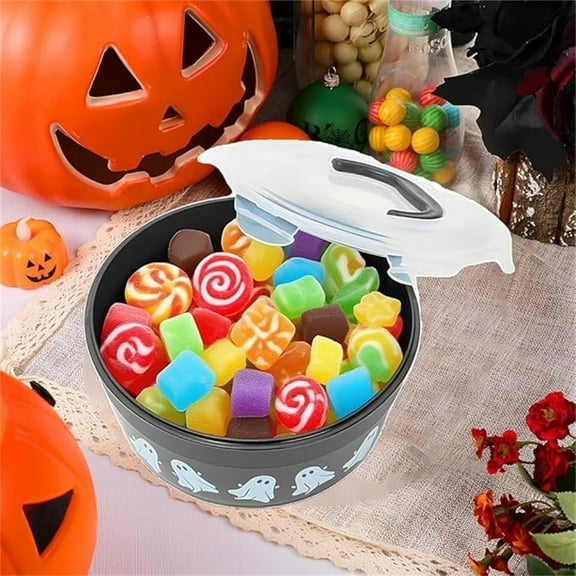 Set of 2/3 Halloween Candy Bowls – Stackable Pumpkin Snack Storage Containers with Assorted Spooky Patterns