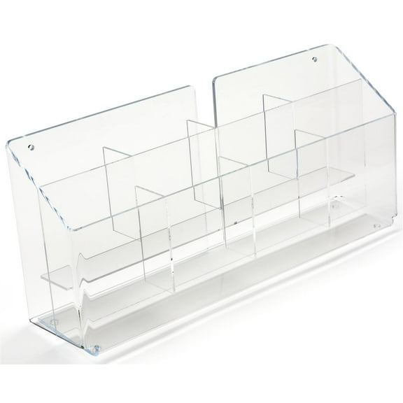 Set of 2, 3-Tiered Brochure Rack for Wall Mount or Tabletop Use, Holds 4x9 Pamphlets, 8-Pocket Literature Holder - Clear Acrylic