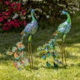 thumbnail image 1 of Set of 2 35" Tall Standing Colorful Iron Peacocks, 1 of 8