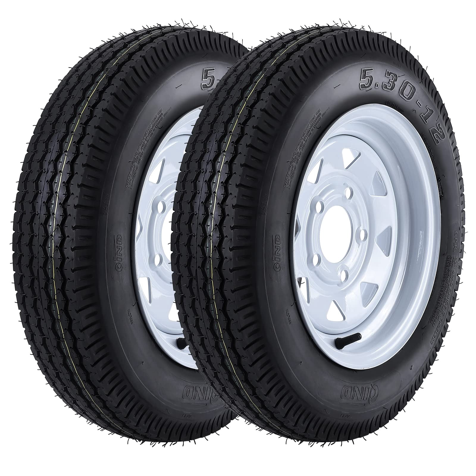 Set of 2 5.30-12 5.30x12 530-12 5.30-12 Trailer Tires with 12
