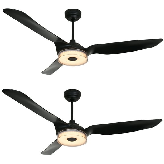 (Set of 2) 56-inch Indoor/Outdoor Smart Ceiling Fan, Dimmable LED Light Kit & Remote