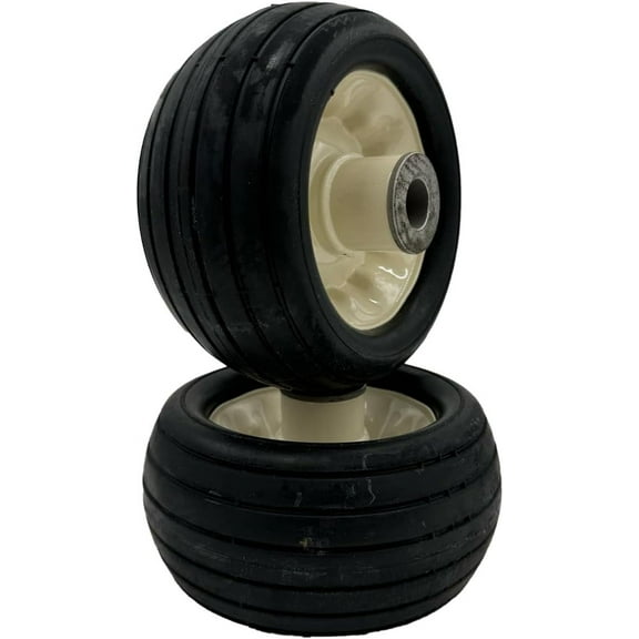 Set of 2-6.25x3 Ribbed Flat Free Tire Assembly - Compatible with Toro 63-8400