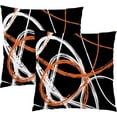 thumbnail image 1 of Set of 2 Abstract Orange Stripes Gray Black White Throw Pillow Covers Modern Decorative Pillow Cases Home Decor Square 18x18 Inches Pillowcases, 1 of 6