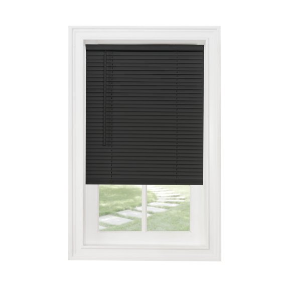 Set of 2 Achim Cordless GII Morningstar 1" Light Filtering Mini Window Blinds, Black, 27" wide x 64" Long