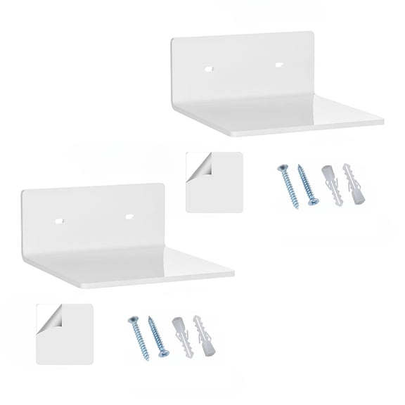 Set of 2 Acrylic Floating Shelves Home Organization Multifunctional Wall Mounted Shellf for Small Spaces