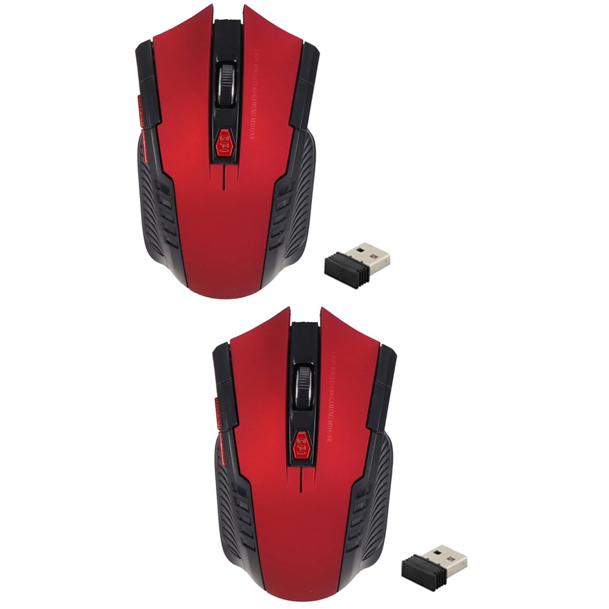 Set of 2 Adjustable DPI Wireless Mouse Page Backward Wireless Mouse Red ...