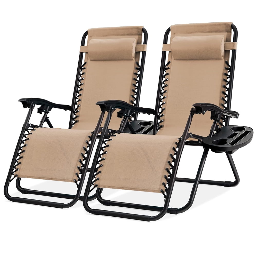 Set of 2 Adjustable Steel Mesh Zero Gravity Lounge Chair Recliners w
