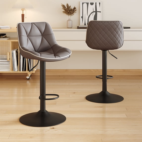 Set of 2 Adjustable Swivel Counter Height Bar Stools with Back, Modern Armless Upholstered Seat for Kitchen Island Home Bar