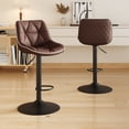 thumbnail image 1 of Set of 2 Adjustable Swivel Counter Height Bar Stools with Back, Modern Armless Upholstered Seat for Kitchen Island Home Bar, 1 of 8