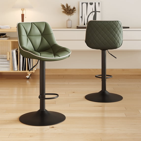 Set of 2 Adjustable Swivel Counter Height Bar Stools with Back, Modern Armless Upholstered Seat for Kitchen Island Home Bar