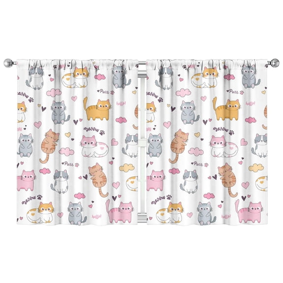 Set of 2 Adorable Paw Print Kitchen Curtains - Funny Cat Lover Gift, 42x54 Inch Caf Curtains with Rod Pocket