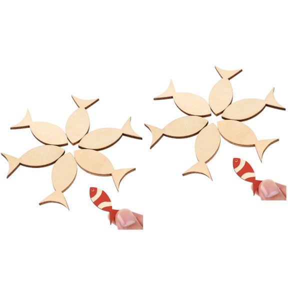 Set of 2 Adult Craft Kits Wooden Solid Fish DIY Crafts 0.2X1.9X4CM