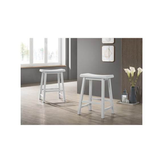 Set of 2 Alonzo White Backless Ergonomic Counter Height Stool