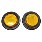 Set of 2 Amber 2" Round 9 LED Trailer Side Clearance Light w/Grommet & plug -24002