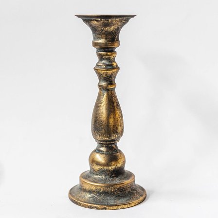 Set of 2 Antique Gold With Gray Wash Color Candle Holder