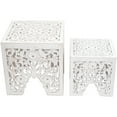 thumbnail image 1 of Northlight Set of 2 Antique White Square Stackable Nesting Side Table and Stool 16", 1 of 6