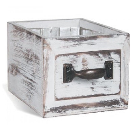 Set of 2 Antiqued White Drawer Shape Decorative Box