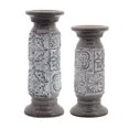 thumbnail image 1 of Set of 2 Antiqued White and Gray Floral Design Candle Holder 12", 1 of 1