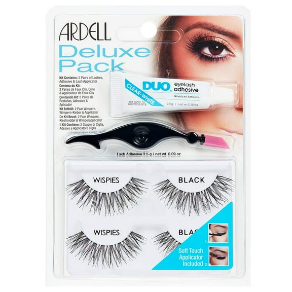 Set of 2 Ardell Deluxe Pack Wispies with Applicator, Black (Packaging May Vary)