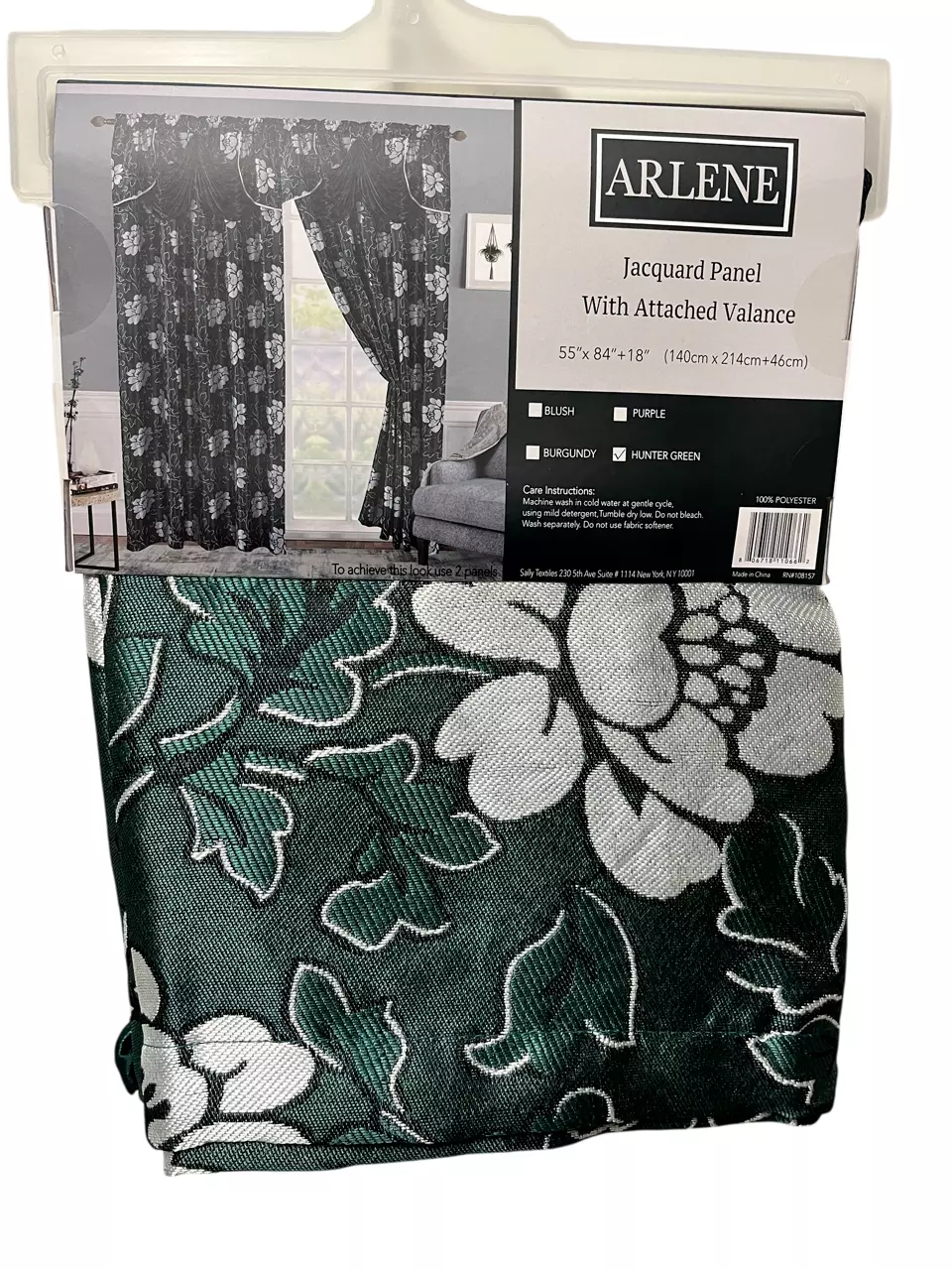 Set of 2 Arlene Curtain Panels with Attached austrian Valance, 84 ...