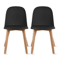 thumbnail image 1 of Set of 2 Armless Plastic Dining Chair Wood Legs for Dining Room Plastic Molded Seat, Black, 1 of 11
