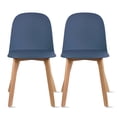 thumbnail image 1 of 2xhome Set of 2 Modern Armless Dining Chairs | Plastic Shell Seat with Wooden Legs | Indoor or Outdoor Use | Home Kitchen Patio, Blue, 1 of 12