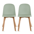 thumbnail image 1 of Set of 2 Armless Plastic Dining Chair Wood Legs for Dining Room Plastic Molded Seat, Green, 1 of 12