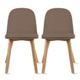 thumbnail image 1 of Set of 2 Armless Plastic Dining Chair Wood Legs for Dining Room Plastic Molded Seat With Cushion, Brown, 1 of 11